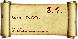 Bakai Iván névjegykártya